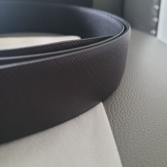 Prada Reversible Black/Brown Leather Belt with Gold Logo. Size 42 main image 4